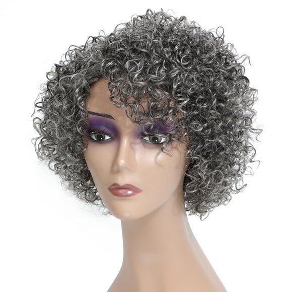 Grey Glueless Wigs Human Hair Wigs for Black Women Grey Short Curly Wigs main image 5